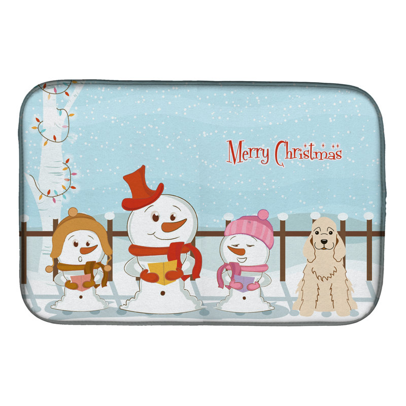 Tapis de séchage épagneul merry christmas caroleers, Chamois