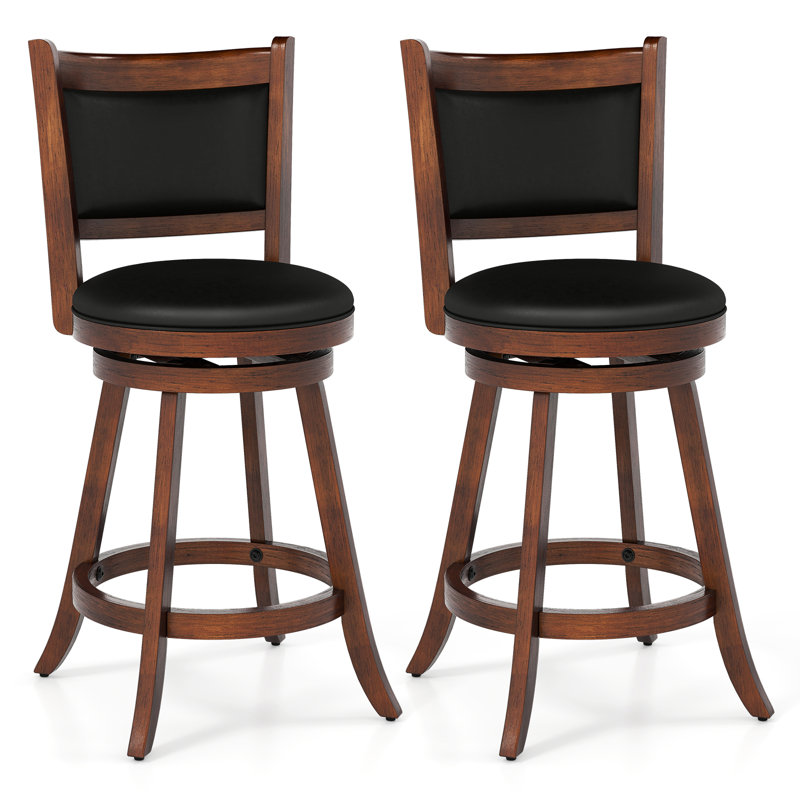 Carney Swivel Upholstered Counter Stool with Solid Wood Frame