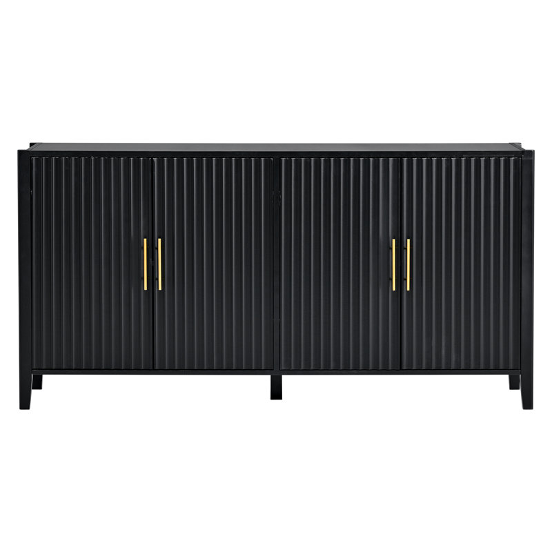 Armoire de rangement au design élégant, pieds en bois massif peints, Noir