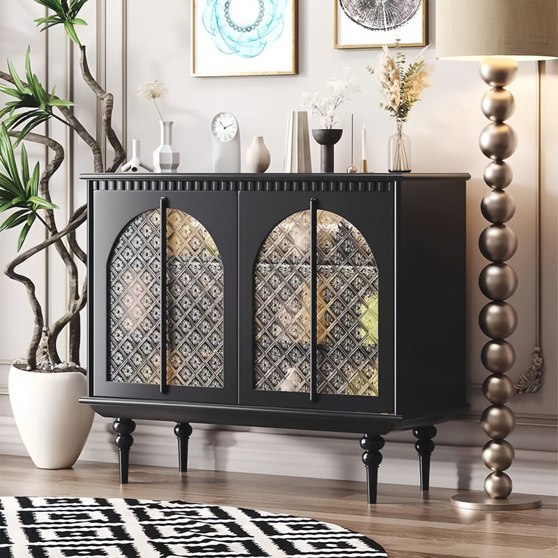 Buffet de rangement de style rétro français, Noir