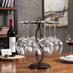 Elegant Desktop Crystal Glass Stemware Rack/Rotate 8 Wine Glass Storage  Holder Stand Air Drying Rack (Silver)