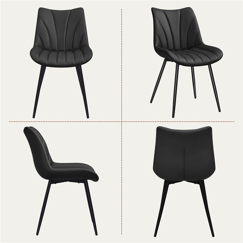 52cm H Tufted Upholstered Side Chair, Black