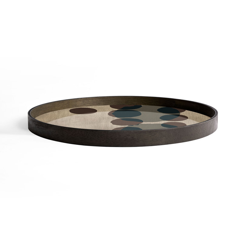 Translucent Silhouettes Round Geometric Decorative Tray