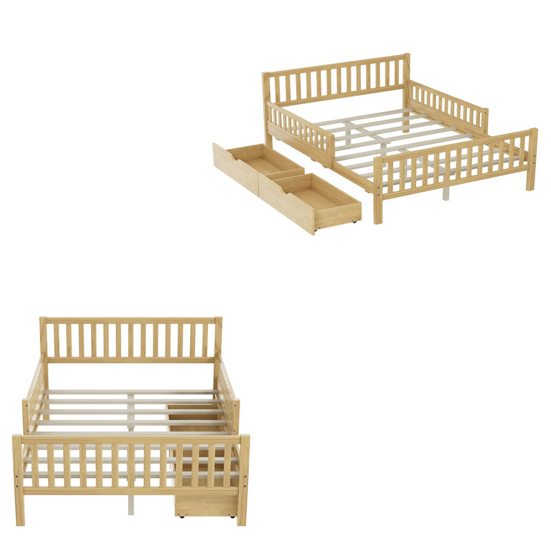 Lit plateforme simple en bois, Lit double