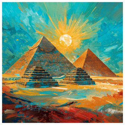 Egyptian Pyramids Painting Double Sided Throw Pillows