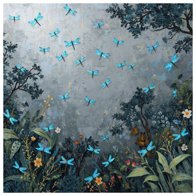 Blue Dragonflies In Garden Comforter