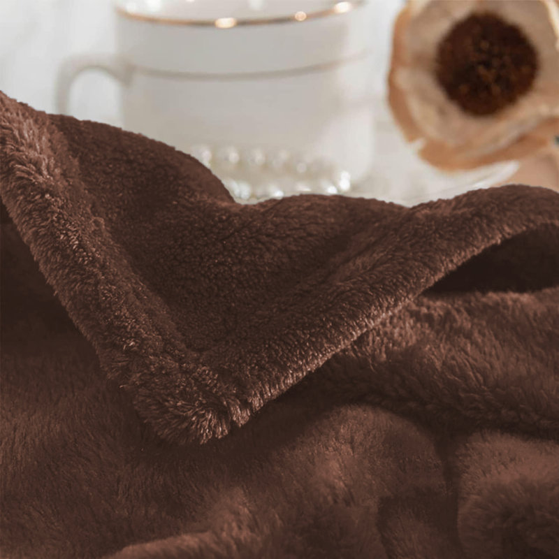 Aspire Homeware Ultra-Soft Hotel Quality Reversible Plain Weave Fleece Throw Blanket, Kingsize (200cm W x 240cm L), Coffee