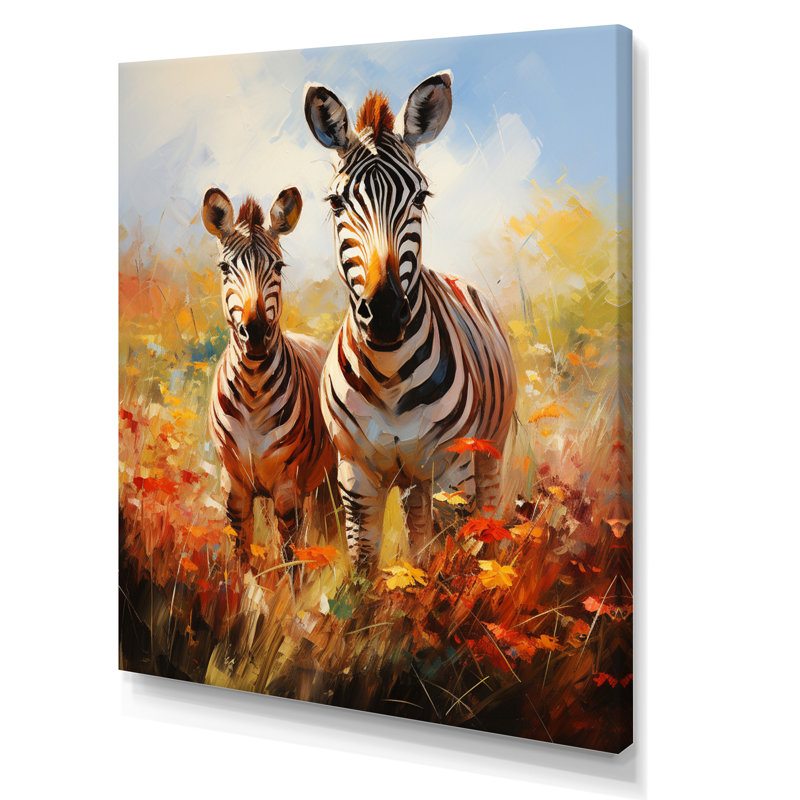 Zèbre impressionniste, zèbres II sur toile, H 40 po x l 30 po x P 1,5 po