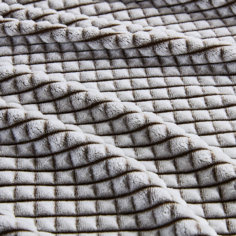 Plush Blanket with Carved Design, Twin, Brown Geometric 