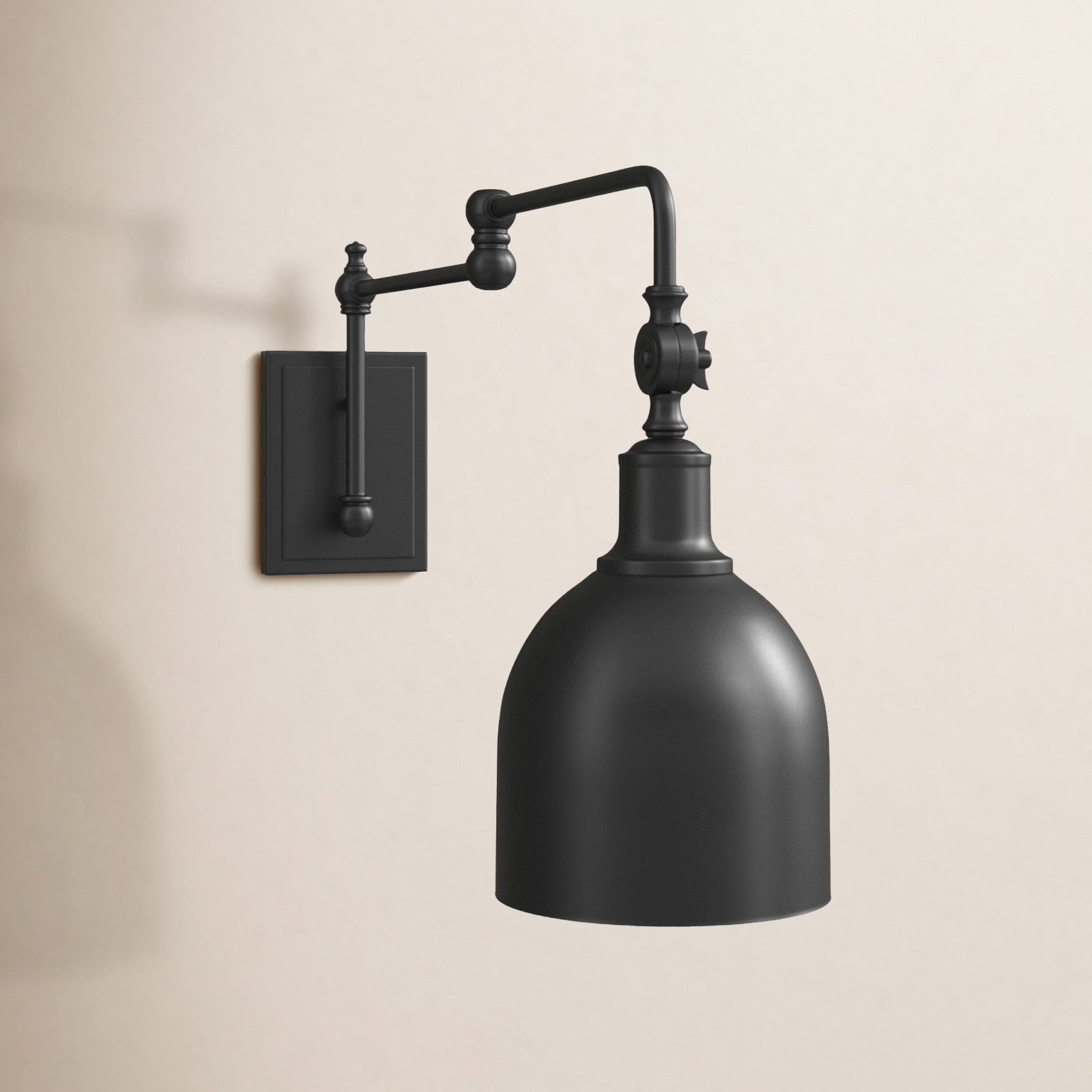 Seraphine Single Light Dimmable Swing Arm Sconce, Matte Black