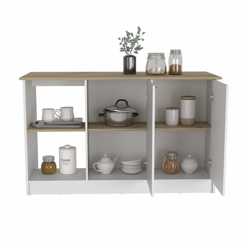Îlot de cuisine polyvalent avec rangement abondant et comptoir pratique, Brown/White