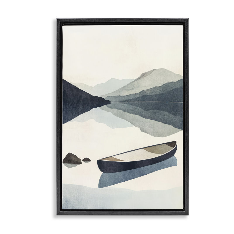 Cadre flottant Silent Shore Canoe, design par Mona Grace, Cadre flottant noir de jais, H 25 po x l 17 po