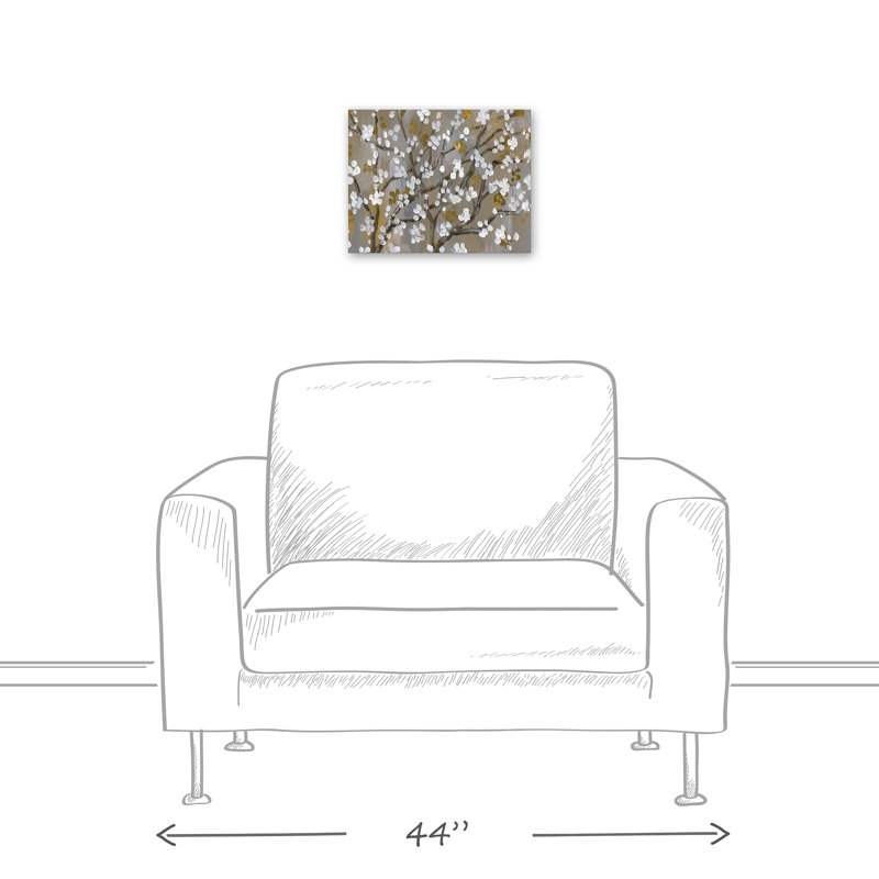Fleurs de cerisier blanches sur toile, H 11 po x l 14 po x P 1,25 po, Sans cadre