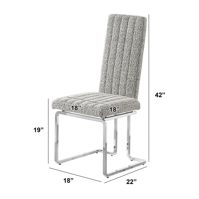 Chaises d'appoint en tissu haut de gamme avec structure chromée, Gris riche, Argent