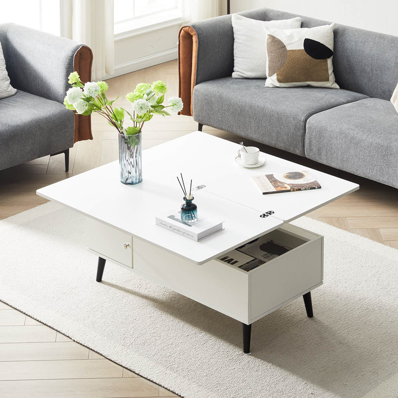 Lift Top Coffee Table with Storage, White