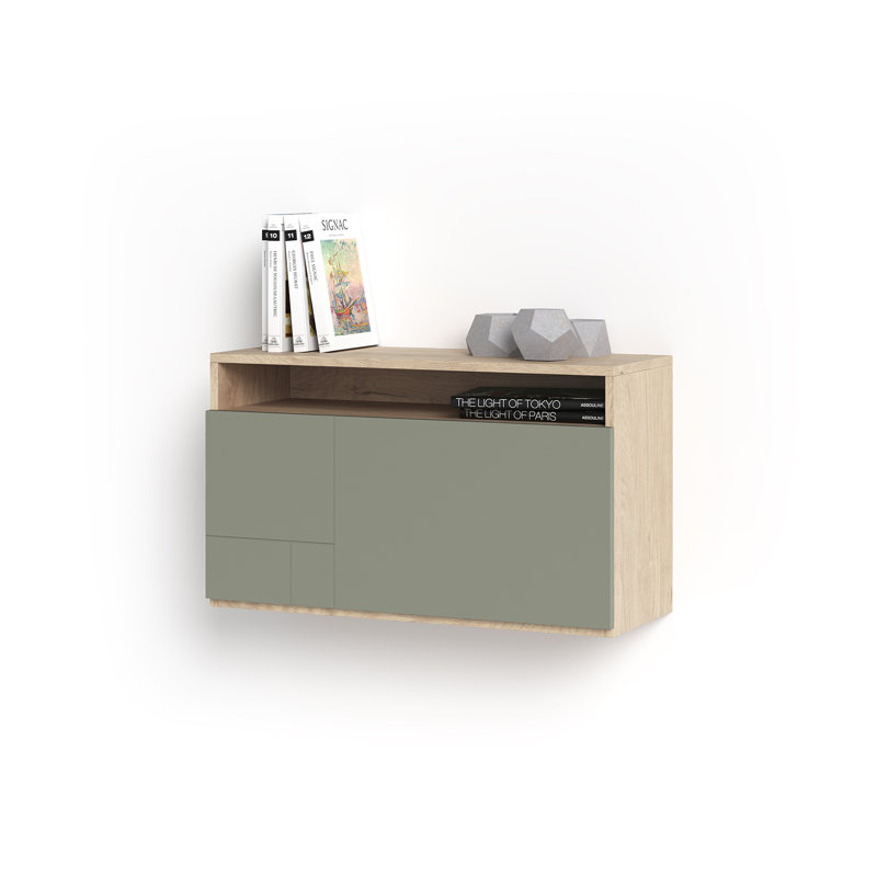 Fryman Floating Desk, Oak/Green