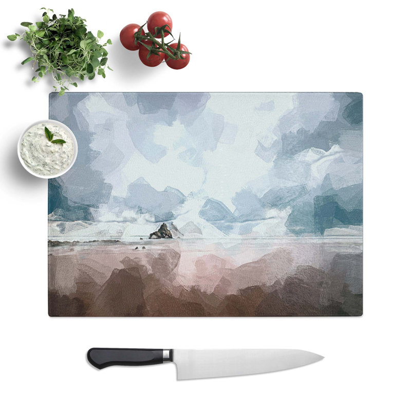 Tempered Glass Beach in Sopelana Spain Chopping Board, 39 cm W x 28.5 cm L