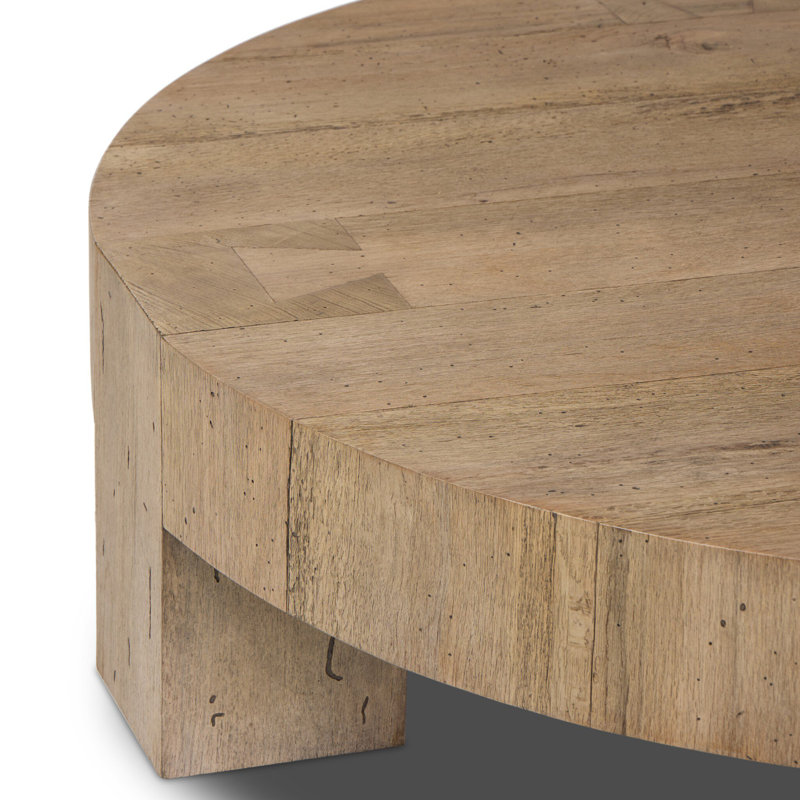 Abaso Round Coffee Table-Rustic Wormwood Oak, Rustic Wormwood Oak, 15" H x 55" W x 55" D