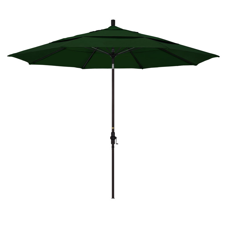Parasol de marché 11 pi Leiker, Toile verte Pacifica, Noir mat