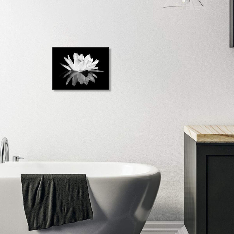 Black Wall Art For Bathroom Lotus Flower Canvas Wall Pictures Simple Life Floral Blossom Pictures Prints On Canvas Wall Decoration For Bedroom Dorm Decorations For College