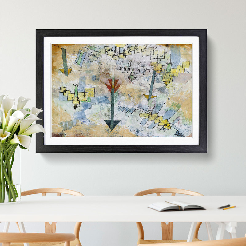 Birds and Arrows by Paul Klee - Picture Frame Painting, 48cm H x 65cm W x 2cm D, Black Framed