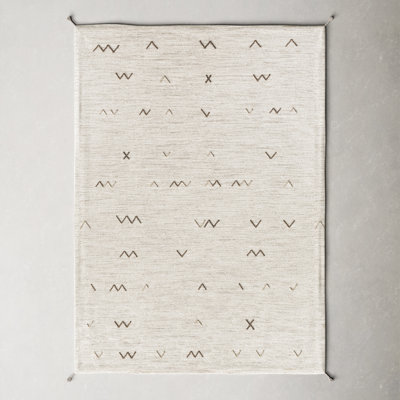Bodie Southwestern Handwoven Wool Area Rug in Light Gray/Light Brown