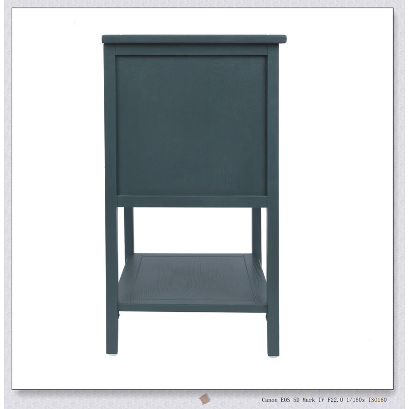 Table d'appoint à 2 tiroirs en rotin et en bois massif, résistante aux insectes avec fonctionnement en douceur et tapis antidérapants pour la vie moderne.
