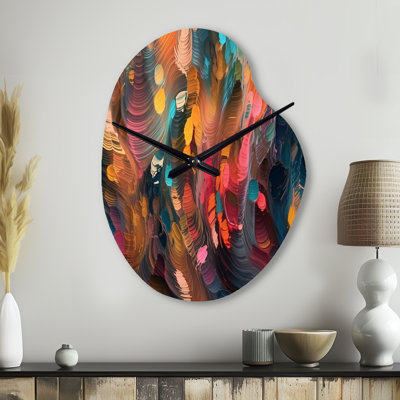 Random Swirls Abstract - Geometric Unique Shape Metal Wall Clock, Modern Asymmetrical Wall Clock Print