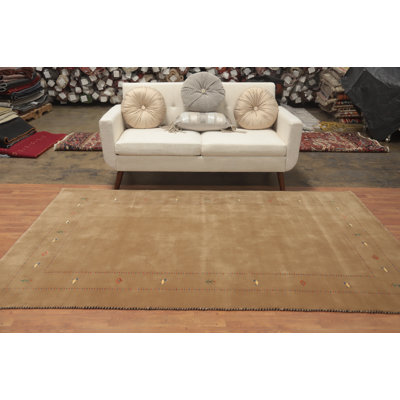 Tapis brun fait à la main style tribal Gabbeh 5 x 8