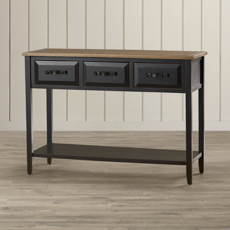 Pauly 42.1'' Solid Wood Console Table, Black Oak