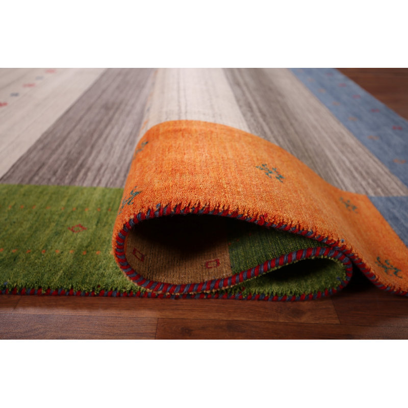 Tapis rayé à motif tribal Gabbeh