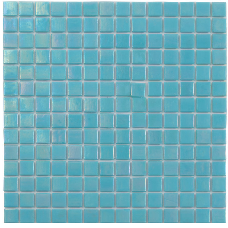 Carreau de mosaïque en verre bleu cyan brillant de 12 po x 12 po Nacreous (paquet de 20 pieds carrés) (paquet de 20)