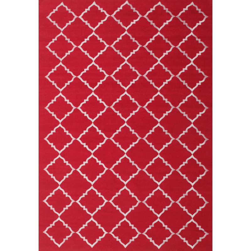 Tapis de zone rouge en laine touffeté à la main Reece