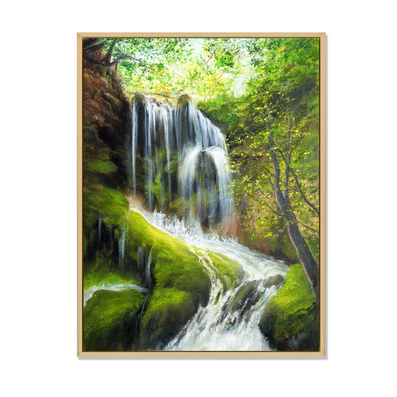 «Spring River Fall In Green Forest II», reproduction d'art sur toile traditionnelle, H 12 po x l 8 po x P 1 po