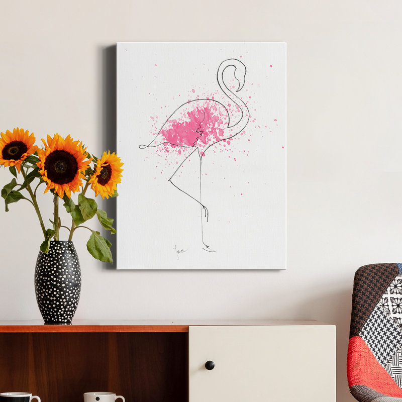 «Flamingo Splash I» par Tava Studios, reproduction d'art sur toile tendue, H 48 po x l 36 po x P 1 po