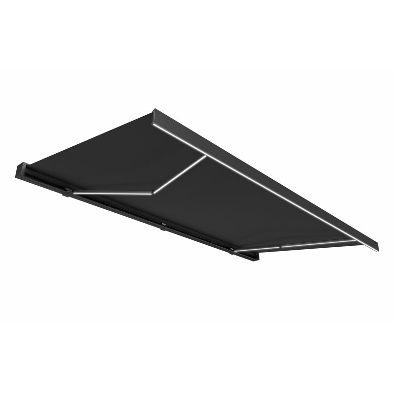 Auvent de patio motorisé pleine cassette - Onyx de minuit, 4" H x 96" W x 120" D