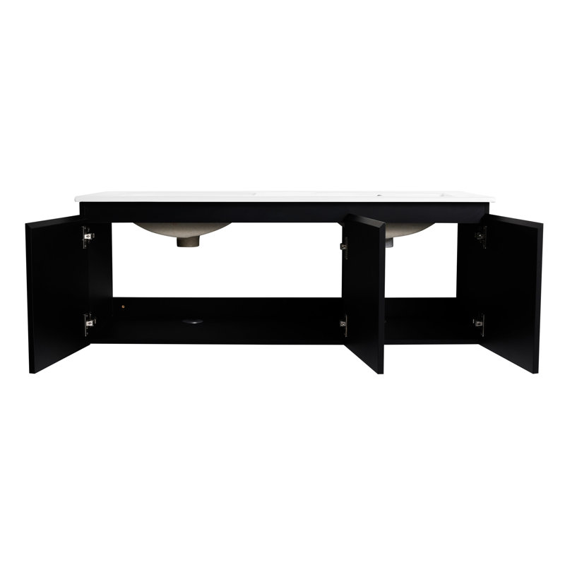 Meuble-lavabo mural flottant 48 po Mahamud et porte d'armoire à fermeture douce, ensemble KD