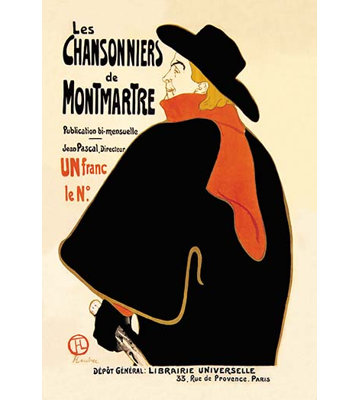« les chansonnierss de montmartre » par toulouse lautrec affiche rétro