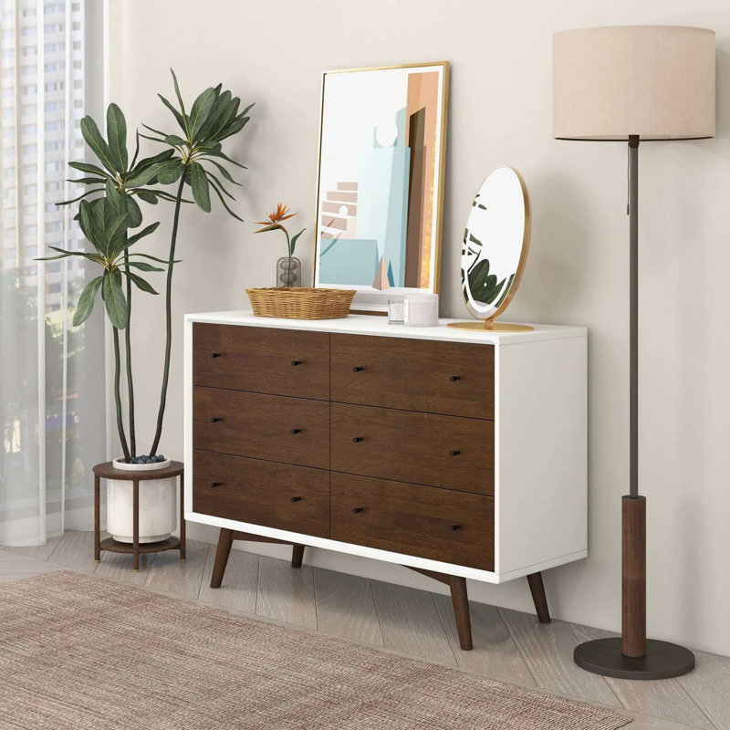 Commode double 6 tiroirs Chiasson, Blanc