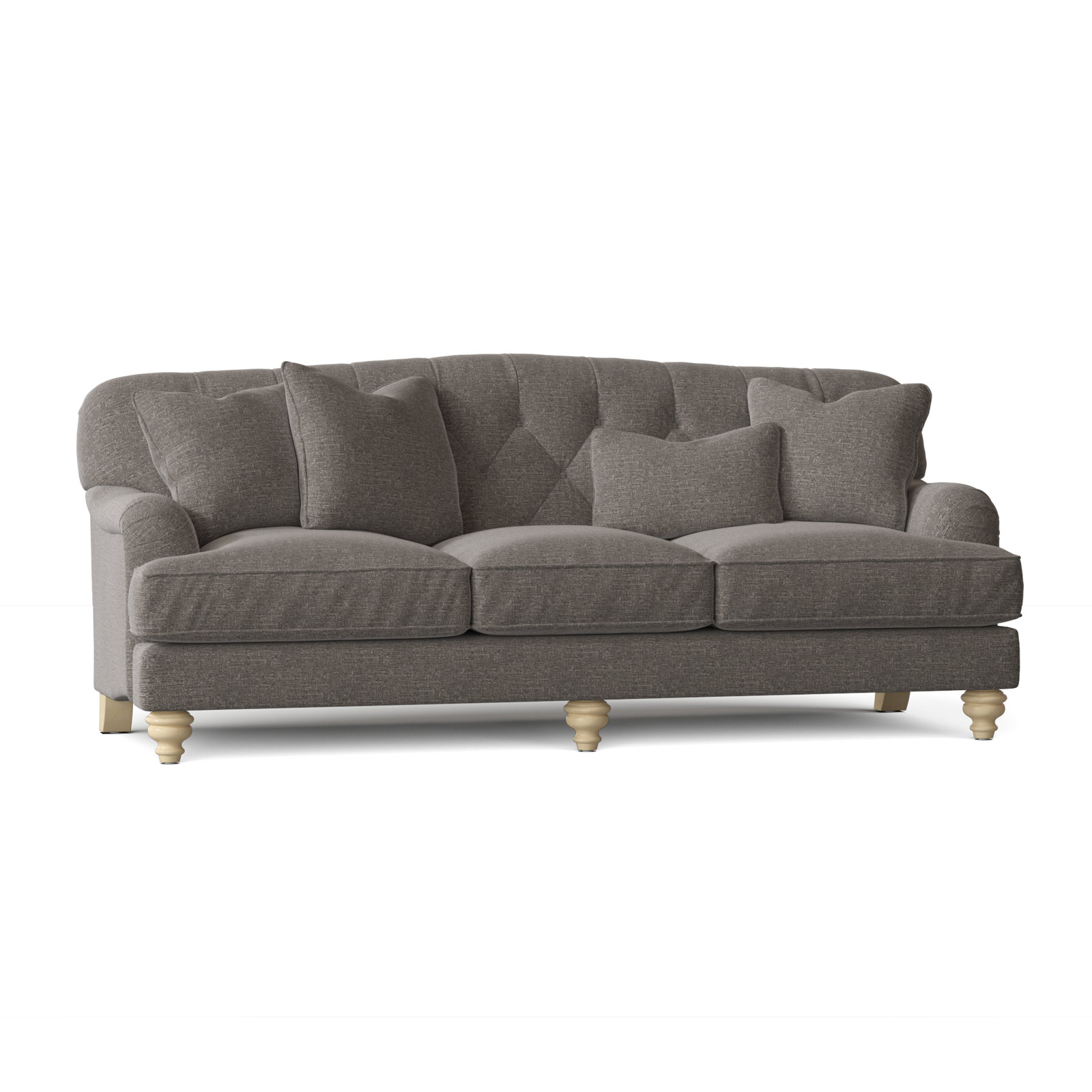 Sullivan 90'' Upholstered Sofa, Craftwood 16 Gray Performance Chenille, Pecan, Yes