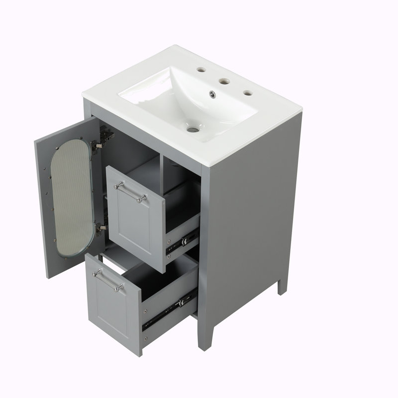 Meuble-lavabo avec lavabo pour la salle de bain, Gris