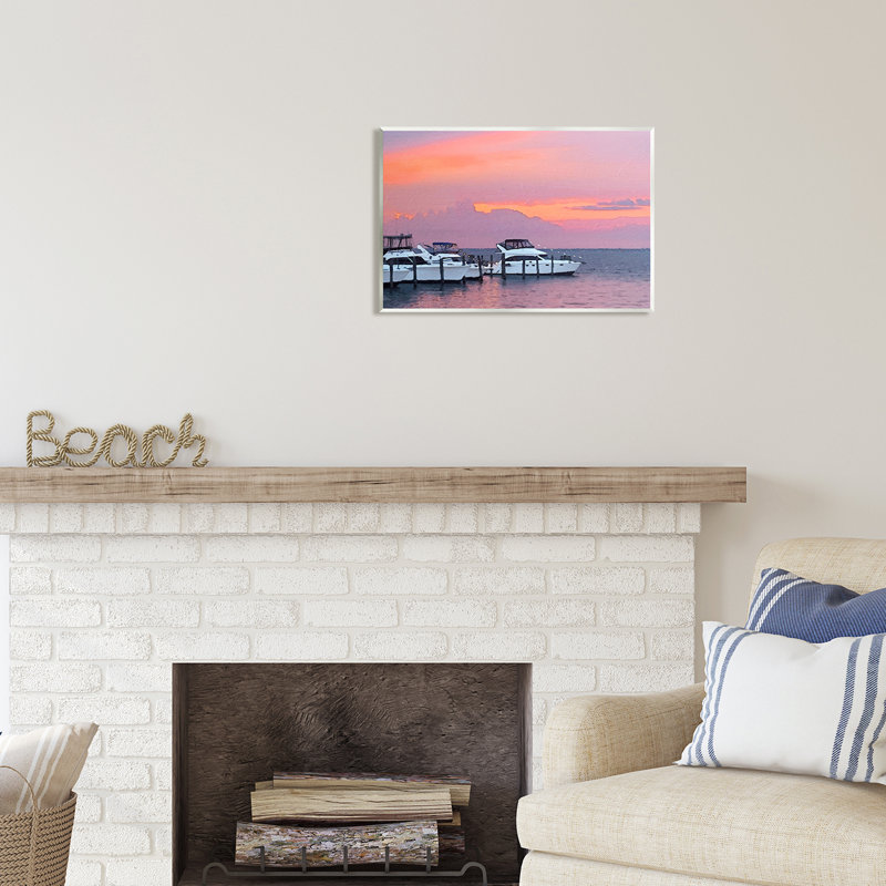 Au-421-Giclée, bateau, coucher de soleil rose, paysage par Jeff Pica, L 19 po x H 13 po x P 0,5 po, Mdf