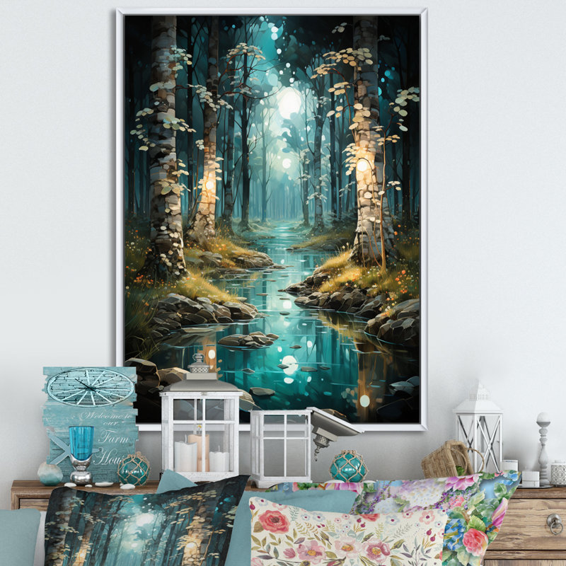«Bringewood Birch Woods Enchanted Forest V», reproduction sur toile, H 40 po x l 30 po x P 1,5 po, Cadre flottant blanc