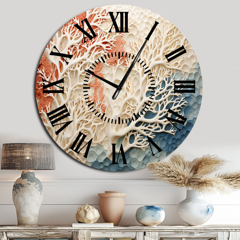 Horloge murale rose et blanche, Surdimensionné