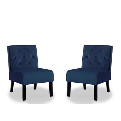 Living Room Armless Button Tufted Pattern Accent Chair with Velvet Fabric