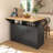 55.7'' Large Kitchen Island With 2 Drop Leaf,, Rolling Kitchen Cart On 5 Wheels With Power Outlet, Folding Storage Dining Table With Spice & Towel Rack , 3 Drawers, For Kitchen, Dining Room-1785421411