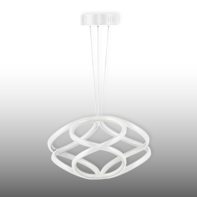 Lustre géométrique moderne à DEL - finition noir / blanc, 4000 Kelvins, Blanc