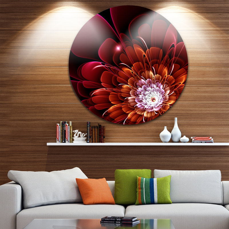 «Fractal Red and Yellow Flower», impression sur métal, H 23 po x l 23 po x P 1 po