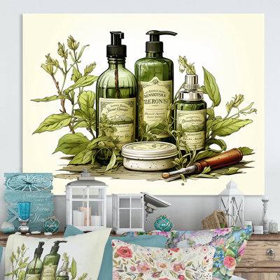 Green And White Minimalism Toiletries II - Toiletries Metal Wall Art MT136465