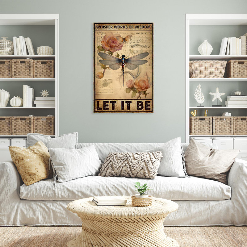 " Dragonfly Let It Be - 1 Piece Rectangle Graphic Art Print On Wrapped Canvas ", 14" H x 11" W x 1.25" D